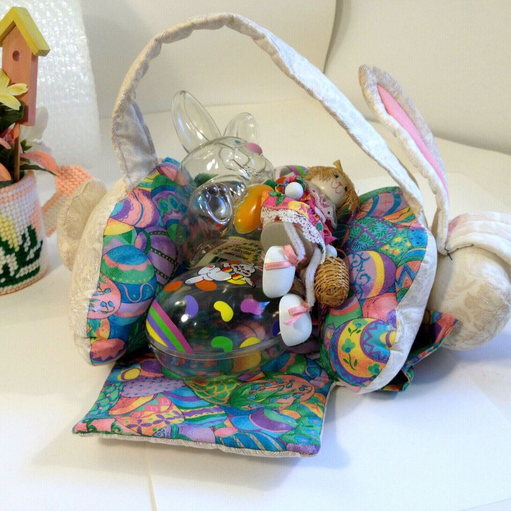 Vintage Easter Decorations Lot 7 Items Rabbit Eggs Flowers LOOK - Picture 11 of 11